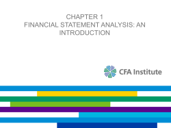 CHAPTER 1 FINANCIAL STATEMENT ANALYSIS: AN INTRODUCTION