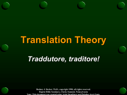 Translation Theory Traddutore, traditore!