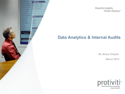 Data Analytics &amp; Internal Audits IIA, Boise Chapter March 2014