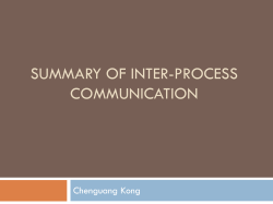 SUMMARY OF INTER-PROCESS COMMUNICATION Chenguang Kong