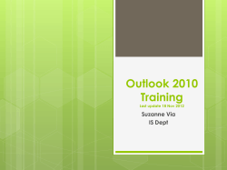 Outlook 2010 Training Suzanne Via IS Dept
