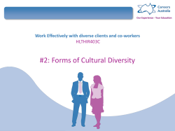 #2: Forms of Cultural Diversity HLTHIR403C