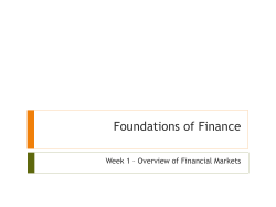 Foundations of Finance Week 1 – Overview of Financial Markets