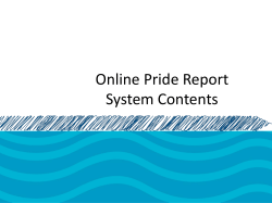 Online Pride Report System Contents