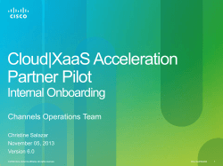 Cloud|XaaS Acceleration Partner Pilot Internal Onboarding Channels Operations Team