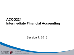 ACCG224 Intermediate Financial Accounting Session 1, 2013 1