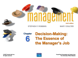 6 Decision-Making: The Essence of the Manager’s Job