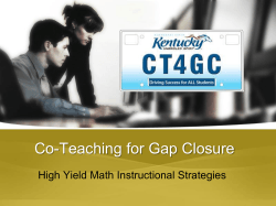 Co-Teaching for Gap Closure High Yield Math Instructional Strategies