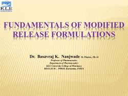 FUNDAMENTALS OF MODIFIED RELEASE FORMULATIONS Dr.  Basavraj K.  Nanjwade