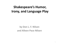 Shakespeare’s Humor, Irony, and Language Play by Don L. F. Nilsen