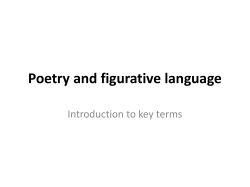 Poetry and figurative language Introduction to key terms