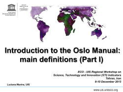 Introduction to the Oslo Manual: main definitions (Part I)