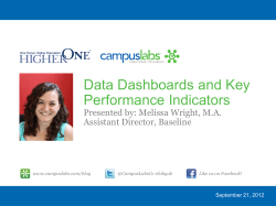 Data Dashboards and Key Performance Indicators Presented by: Melissa Wright, M.A.