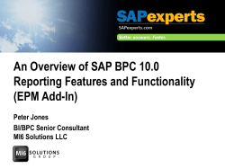 An Overview of SAP BPC 10.0 Reporting Features and Functionality (EPM Add-In)