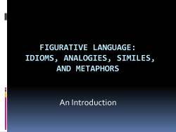 FIGURATIVE LANGUAGE: IDIOMS, ANALOGIES, SIMILES, AND METAPHORS An Introduction
