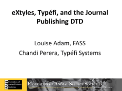 eXtyles, Typéfi, and the Journal Publishing DTD Louise Adam, FASS