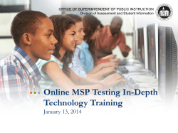 Online MSP Testing In-Depth Technology Training January 13, 2014