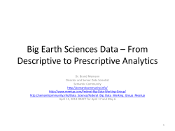 Big Earth Sciences Data – From Descriptive to Prescriptive Analytics