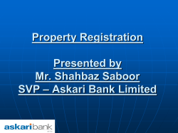 Property Registration Presented by Mr. Shahbaz Saboor – Askari Bank Limited