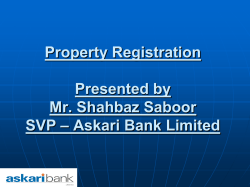 Property Registration Presented by Mr. Shahbaz Saboor &ndash; Askari Bank Limited
