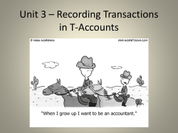 Unit 3 – Recording Transactions in T-Accounts