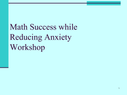 Math Success while Reducing Anxiety Workshop 1