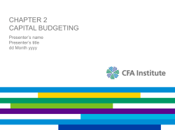 CHAPTER 2 CAPITAL BUDGETING Presenter’s name Presenter’s title
