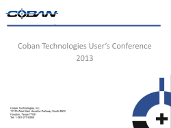 Coban Technologies User’s Conference 2013