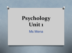 Psychology Unit 1 Ms Mena