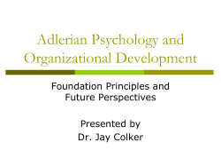 Adlerian Psychology and Organizational Development Foundation Principles and Future Perspectives