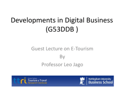 Developments in Digital Business (G53DDB ) Guest Lecture on E-Tourism By