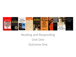Reading and Responding Unit One Outcome One