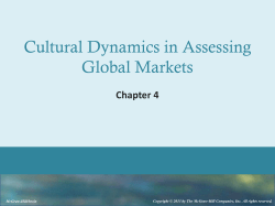 Cultural Dynamics in Assessing Global Markets Chapter 4