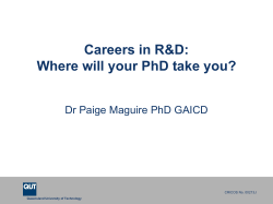 Careers in R&amp;D: Where will your PhD take you? CRICOS No. 00213J