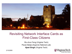 Revisiting Network Interface Cards as First-Class Citizens Wu-chun Feng (Virginia Tech)