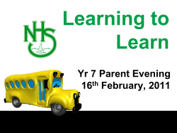 Learning to Learn Yr 7 Parent Evening 16