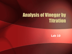 Analysis of Vinegar by Titration Lab 10