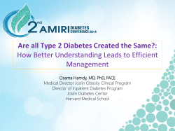 Are all Type 2 Diabetes Created the Same?: Management