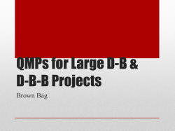 QMPs for Large D-B &amp; D-B-B Projects Brown Bag