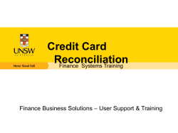Credit Card Reconciliation – User Support &amp; Training Finance Business Solutions