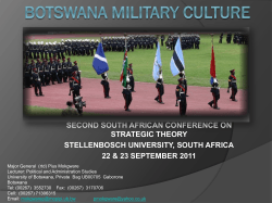 SECOND SOUTH AFRICAN CONFERENCE ON STRATEGIC THEORY STELLENBOSCH UNIVERSITY, SOUTH AFRICA