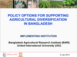 POLICY OPTIONS FOR SUPPORTING AGRICULTURAL DIVERSIFICATION IN BANGLADESH Bangladesh Agricultural Research Institute (BARI)