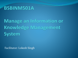 BSBINM501A Manage an Information or Knowledge Management