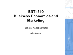 ENT4310 Business Economics and Marketing Gathering Market Information