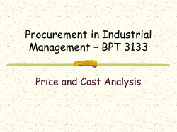 Procurement in Industrial Management – BPT 3133 Price and Cost Analysis