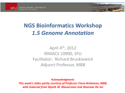 NGS Bioinformatics Workshop 1.5 Genome Annotation April 4 , 2012