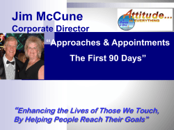 Jim McCune “Approaches &amp; Appointments First 90 Days” The