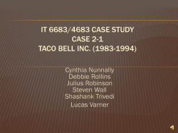 IT 6683/4683 CASE STUDY CASE 2-1 TACO BELL INC. (1983-1994) Cynthia Nunnally