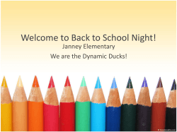 Welcome to Back to School Night! Janney Elementary