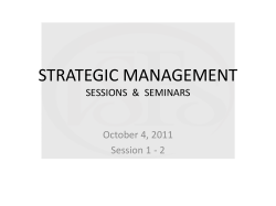 STRATEGIC MANAGEMENT SESSIONS  &amp;  SEMINARS October 4, 2011